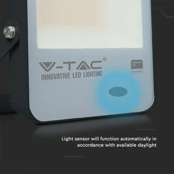 LED Προβολέας με Αισθητήρα Νύχτας-Μέρας 100W Μαύρος V-TAC Pro Samsung Chip IP65 100° 10000lm Ψυχρό 6500K – 20177