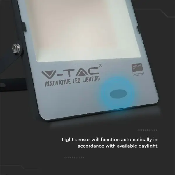LED Προβολέας με Αισθητήρα Νύχτας-Μέρας 200W Μαύρος V-TAC Pro Samsung Chip IP65 100° 20000lm Φυσικό 4000K – 20182