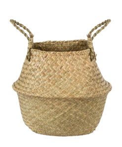 GloboStar® Artificial Garden IBIZA 20195 Διακοσμητικό Ψάθινο Καλάθι – Κασπώ Γλάστρα – Flower Pot Μπεζ Π23cm x Υ30cm