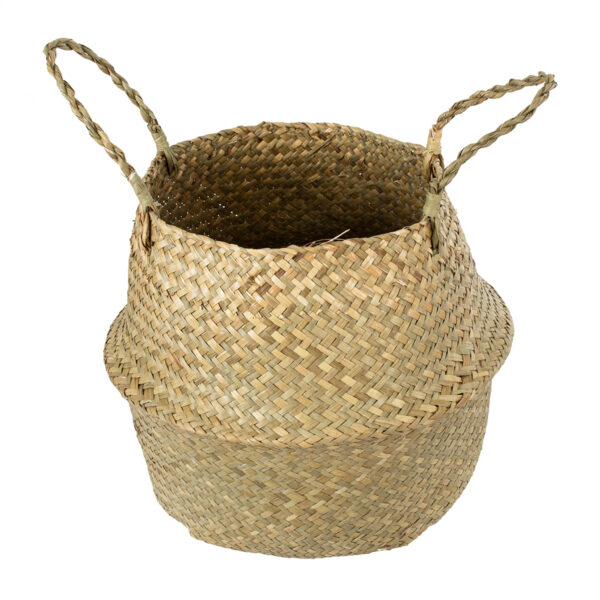 GloboStar® Artificial Garden IBIZA 20196 Διακοσμητικό Ψάθινο Καλάθι – Κασπώ Γλάστρα – Flower Pot  Μπεζ Π30cm x Υ35cm