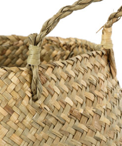 GloboStar® Artificial Garden IBIZA 20196 Διακοσμητικό Ψάθινο Καλάθι – Κασπώ Γλάστρα – Flower Pot Μπεζ Π30cm x Υ35cm