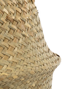 GloboStar® Artificial Garden IBIZA 20196 Διακοσμητικό Ψάθινο Καλάθι – Κασπώ Γλάστρα – Flower Pot Μπεζ Π30cm x Υ35cm