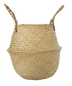 GloboStar® Artificial Garden IBIZA 20197 Διακοσμητικό Ψάθινο Καλάθι – Κασπώ Γλάστρα – Flower Pot Μπεζ Π33cm x Υ40cm
