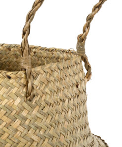 GloboStar® Artificial Garden IBIZA 20197 Διακοσμητικό Ψάθινο Καλάθι – Κασπώ Γλάστρα – Flower Pot Μπεζ Π33cm x Υ40cm