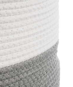 GloboStar® Artificial Garden KASTELLORIZO 20198 Διακοσμητικό Πλεκτό Καλάθι – Κασπώ Γλάστρα – Flower Pot Γκρι με Λευκό Π35cm x Υ40cm