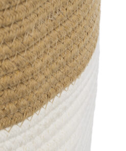 GloboStar® Artificial Garden SAMOTHRAKI 20199 Διακοσμητικό Πλεκτό Καλάθι – Κασπώ Γλάστρα – Flower Pot Μπεζ με Λευκό Π35cm x Υ40cm