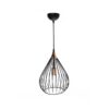 GloboStar® RADIARO 201-0015 Vintage Κρεμαστό Φωτιστικό Πλέγμα Μονόφωτο 1 x E27 IP20 Μαύρο Μέταλλο – Μ28 x Π28 x Υ70cm
