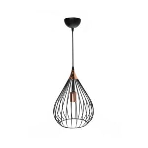 GloboStar® RADIARO 201-0015 Vintage Κρεμαστό Φωτιστικό Πλέγμα Μονόφωτο 1 x E27 IP20 Μαύρο Μέταλλο – Μ28 x Π28 x Υ70cm