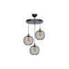 GloboStar® VIVIDUS 201-0020 Vintage Κρεμαστό Φωτιστικό Πλέγμα Τρίφωτο 3 x E27 IP20 Μαύρο και Χρυσό Μέταλλο – Μ32 x Π32 x Υ70cm