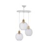 GloboStar® VIVIDUS 201-0021 Vintage Κρεμαστό Φωτιστικό Πλέγμα Τρίφωτο 3 x E27 IP20 Λευκό και Χρυσό Μέταλλο – Μ32 x Π32 x Υ70cm