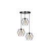 GloboStar® DAZLA 201-0024 Vintage Κρεμαστό Φωτιστικό Πλέγμα Τρίφωτο 3 x E27 IP20 Μαύρο Μέταλλο – Μ32 x Π32 x Υ70cm
