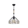 GloboStar® BEAMAX 201-0026 Μοντέρνο Κρεμαστό Φωτιστικό Πλέγμα Μονόφωτο 1 x E27 IP20 Μαύρο Μέταλλο με Μπεζ Σχοινί – Μ30 x Π30 x Υ70cm