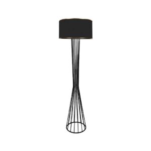 GloboStar® NOVA 201-0037 Μοντέρνο Επιδαπέδιο Φωτιστικό 1 x E27 IP20 Μαύρο Μεταλλό με Μαύρο Ύφασμα – Μ38 x Π38 x Υ155cm