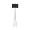GloboStar® NOVA 201-0038 Μοντέρνο Επιδαπέδιο Φωτιστικό 1 x E27 IP20 Λευκό Μεταλλό με Μαύρο Ύφασμα – Μ38 x Π38 x Υ155cm