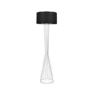 GloboStar® NOVA 201-0038 Μοντέρνο Επιδαπέδιο Φωτιστικό 1 x E27 IP20 Λευκό Μεταλλό με Μαύρο Ύφασμα – Μ38 x Π38 x Υ155cm