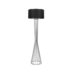 GloboStar® NOVA 201-0039 Μοντέρνο Επιδαπέδιο Φωτιστικό 1 x E27 IP20 Ασημί Μεταλλό με Μαύρο Ύφασμα – Μ38 x Π38 x Υ155cm