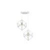 GloboStar® DISE 201-0053 Μοντέρνο Κρεμαστό Φωτιστικό Κύβος Δίφωτο 2 x E27 IP20 Λευκό Μέταλλο – Μ30 x Π30 x Υ70cm