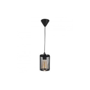 GloboStar® NOVAON 201-0058 Μοντέρνο Κρεμαστό Φωτιστικό Πλέγμα Μονόφωτο 1 x E27 IP20 Μαύρο Μέταλλο – Μ12 x Π12 x Υ70cm