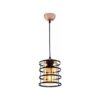 GloboStar® SOLON 201-0060 Μοντέρνο Κρεμαστό Φωτιστικό Πλέγμα Μονόφωτο 1 x E27 IP20 Μπρονζέ με Μαύρο Μέταλλο – Μ20 x Π20 x Υ70cm