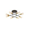 GloboStar® BLAZEA 201-0064 Vintage Οροφής Πλέγμα Πολύφωτο 8 x E27 IP20 Μπρονζέ με Μαύρο Μέταλλο – Μ40 x Π40 x Υ25cm