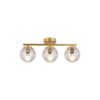 GloboStar® RADIAM 201-0066 Vintage Φωτιστικό Οροφής Ράγα Τρίφωτο 3 x E27 IP20 Χρυσό Μέταλλο με Διαφανή Μπάλα – Μ60 x Π20 x Υ25cm