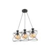 GloboStar® GLINDER 201-0067 Vintage Κρεμαστό Φωτιστικό Ράγα Τρίφωτο 3 x E27 IP20 Μαύρο Μέταλλο – Μ50 x Π15 x Υ68cm