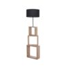 GloboStar® LUMO 201-0070 Μοντέρνο Επιδαπέδιο Φωτιστικό Μονόφωτο 1 x E27 IP20 Μπεζ Ξύλο με Μαύρο Ύφασμα – Μ37 x Π37 x Υ155cm