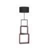 GloboStar® LUMO 201-0072 Μοντέρνο Επιδαπέδιο Φωτιστικό Μονόφωτο 1 x E27 IP20 Καρυδί Ξύλο με Μαύρο Ύφασμα – Μ37 x Π37 x Υ155cm