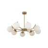 GloboStar® CANTILIER 201-0076 Vintage Φωτιστικό Οροφής Μπάλα Πολύφωτο 8 x E27 IP20 Χρυσό Μέταλλο με Γαλακτερό Γυαλί – Μ87 x Π87 x Υ52cm