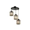 GloboStar® FLAREX 201-0084 Vintage Κρεμαστό Φωτιστικό Πλέγμα Τρίφωτο 3 x E27 IP20 Μαύρο Μέταλλο με Κρυστάλλους – Μ33 x Π33 x Υ75cm