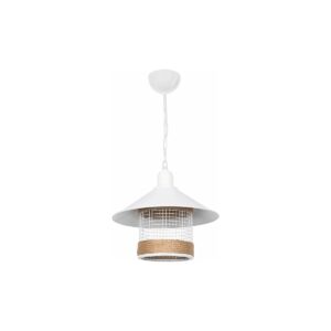 GloboStar® GLORA 201-0089 Vintage Κρεμαστό Φωτιστικό Καμπάνα Μονόφωτο 1 x E27 IP20 Λευκο Μέταλλο – Μ30 x Π30 x Υ54cm