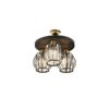 GloboStar® ILLUME 201-0100 Vintage Φωτιστικό Οροφής Κρύσταλλα Τρίφωτο 3 x E27 IP20 Μαύρο & Χρυσό Μέταλλο με Διάφανο Γυαλί – Μ35 x Π35 x Υ40cm
