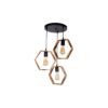 GloboStar® LUSTRO 201-0105 Vintage Κρεμαστό Φωτιστικό Φιγούρα Τρίφωτο 3 x E27 IP20 Μαύρο Μέταλλο με Καρυδί Ξύλο – Μ45 x Π45 x Υ70cm