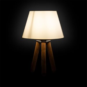 Επιτραπέζιο φωτιστικό PWL-1071 pakoworld Ε27 εκρού-καρυδί Φ22×32εκ 202-000031