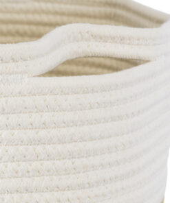 GloboStar® Artificial Garden PALAWAN 20201 Διακοσμητικό Πλεκτό Καλάθι – Κασπώ Γλάστρα – Flower Pot Μπεζ με Λευκό Π35cm x Υ38cm