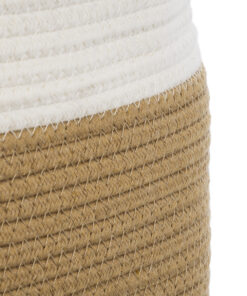 GloboStar® Artificial Garden PALAWAN 20201 Διακοσμητικό Πλεκτό Καλάθι – Κασπώ Γλάστρα – Flower Pot Μπεζ με Λευκό Π35cm x Υ38cm