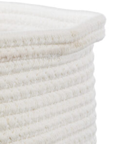 GloboStar® Artificial Garden PALAWAN 20202 Διακοσμητικό Πλεκτό Καλάθι – Κασπώ Γλάστρα – Flower Pot Μπεζ με Λευκό Π30cm x Υ30cm