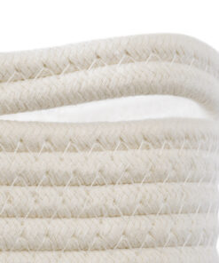 GloboStar® Artificial Garden PALAWAN 20203 Διακοσμητικό Πλεκτό Καλάθι – Κασπώ Γλάστρα – Flower Pot Μπεζ με Λευκό Π25cm x Υ25cm