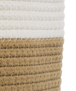 GloboStar® Artificial Garden PALAWAN 20203 Διακοσμητικό Πλεκτό Καλάθι – Κασπώ Γλάστρα – Flower Pot Μπεζ με Λευκό Π25cm x Υ25cm