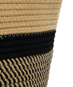 GloboStar® Artificial Garden HYDRA 20204 Διακοσμητικό Πλεκτό Καλάθι – Κασπώ Γλάστρα – Flower Pot Μπεζ με Μαύρο Π35cm x Υ38cm