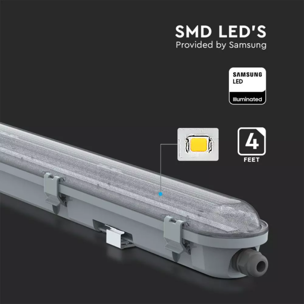 LED Αδιάβροχο φωτιστικό Samsung SMD 36W 1200mm Ψυχρό λευκό 6400K (120LM/W) V-TAC – 20204