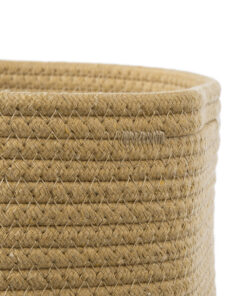 GloboStar® Artificial Garden HYDRA 20205 Διακοσμητικό Πλεκτό Καλάθι – Κασπώ Γλάστρα – Flower Pot Μπεζ με Μαύρο Π30cm x Υ30cm