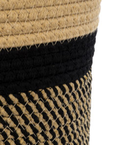 GloboStar® Artificial Garden HYDRA 20206 Διακοσμητικό Πλεκτό Καλάθι – Κασπώ Γλάστρα – Flower Pot Μπεζ με Μαύρο Π25cm x Υ25cm