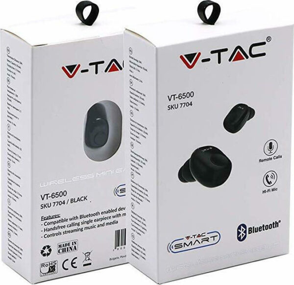 Ακουστικό Bluetooth για κινητά τηλέφωνα μαύρο V-TAC – 7704