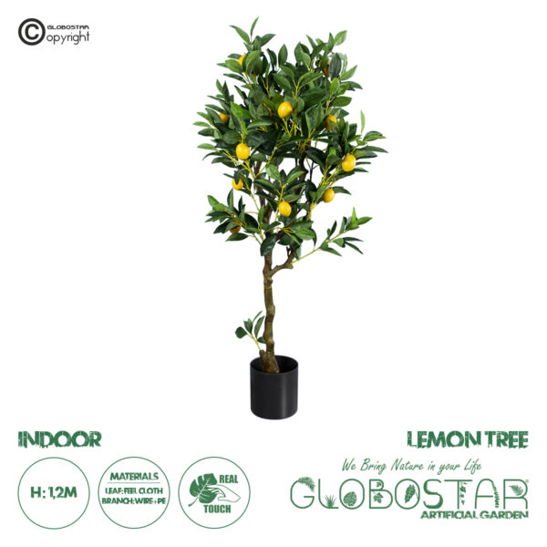 GloboStar® Artificial Garden LEMON TREE 20213 Τεχνητό Διακοσμητικό Δέντρο Λεμονιά Υ120cm