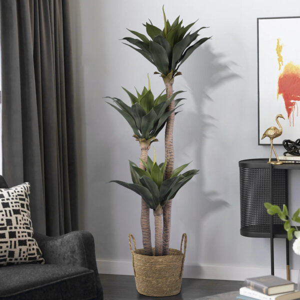 GloboStar® Artificial Garden TINOS 20292 Διακοσμητικό Πλεκτό Καλάθι – Κασπώ Γλάστρα – Flower Pot Μπεζ Φ35cm x Υ30cm