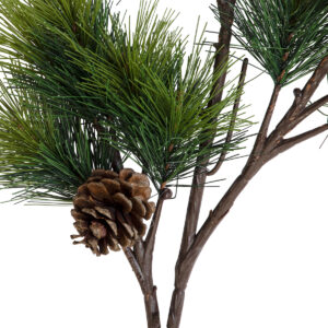 GloboStar® Artificial Garden PINUS MASSONIANA BRANCH 20217 Τεχνητό Διακοσμητικό Κλαδί Πεύκου με Κουκουνάρια Π30 x Υ35cm