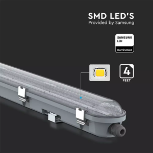 LED Αδιάβροχο φωτιστικό Samsung SMD 36W 1200mm Ψυχρό λευκό 6400K (120LM/W) με ανοξείδωτα κλιπς V-TAC – 20218