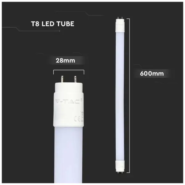 Λάμπα LED G13 T8 Samsung SMD Nano-Plastic 7.5W 600mm Rotatable Ψυχρό λευκό 6500K 110lm/W V-TAC – 21687