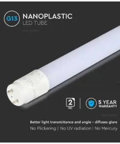 Λάμπα LED G13 T8 Samsung SMD Nano-Plastic 7.5W 600mm Rotatable Ψυχρό λευκό 6500K 110lm/W V-TAC – 21687